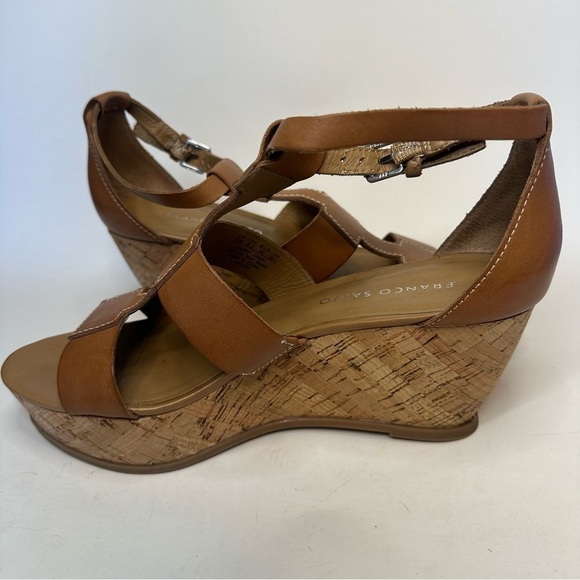 Franco Sarto Women's Wedge Sandals Falco Size 8.5 Cork Platfrom Gladiator Cognac - Picture 8 of 14